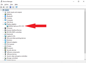 Find Graphics Card Driver in Device Manager