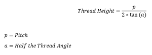 Thread Height Equation for a Standard Lathe Single Point Thread 