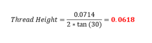 Example 1 Thread Height Equation and calculation